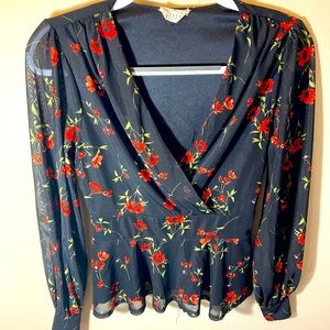 V Neck floral blouse